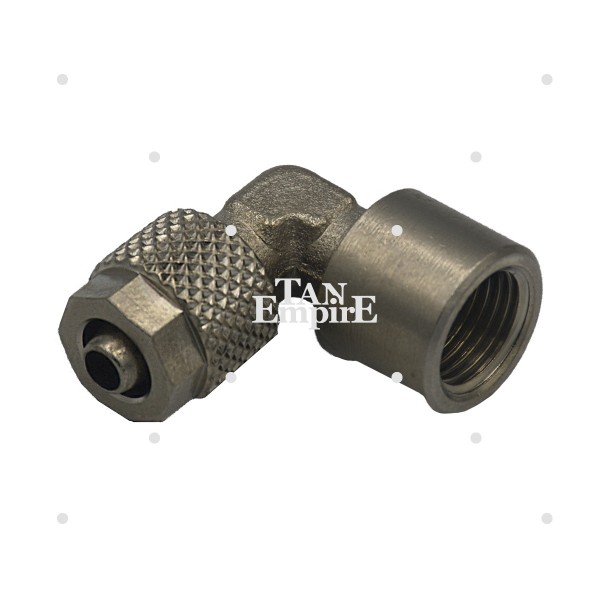 Angled, metal breeze hose connector